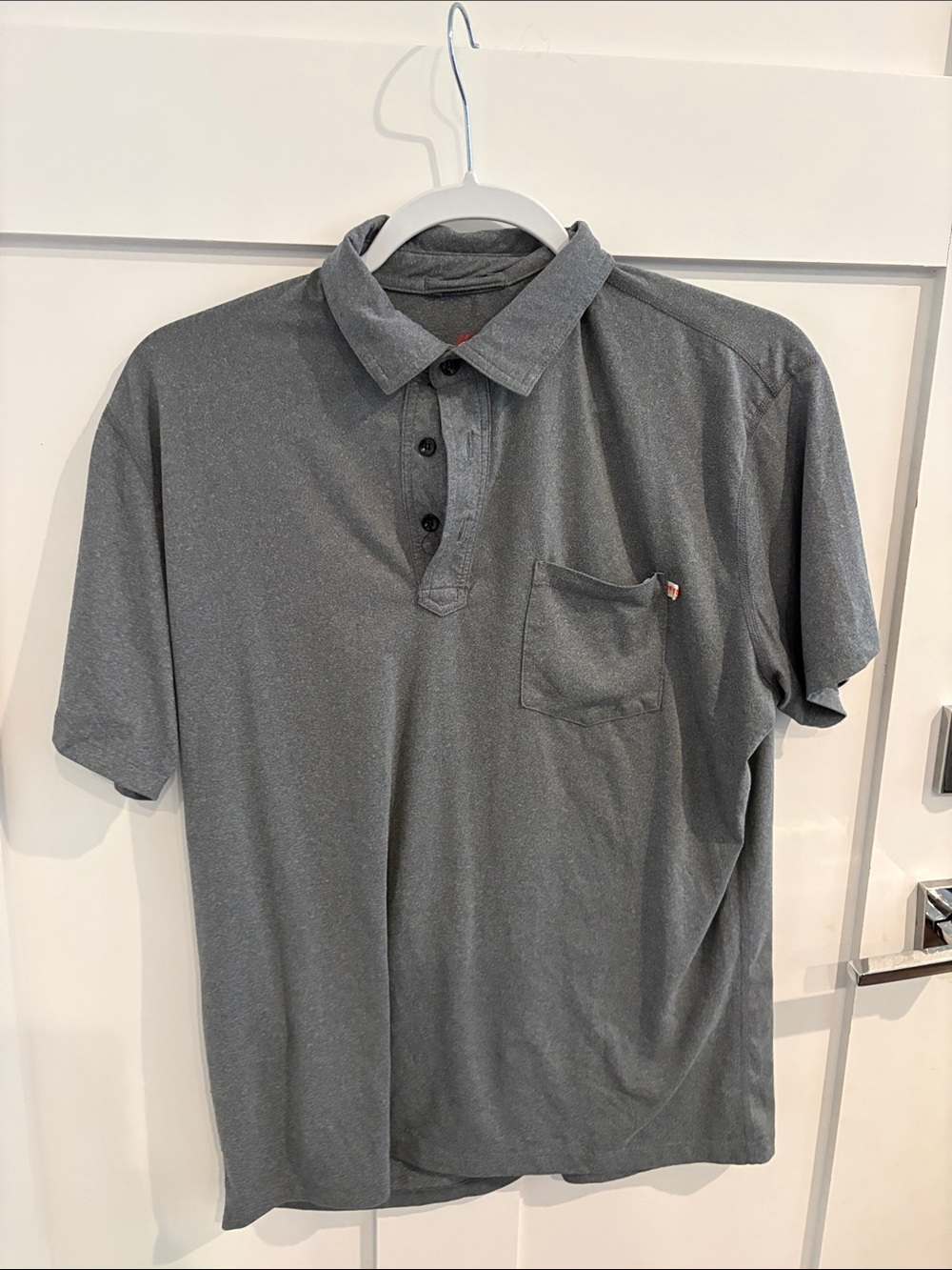 Men's Short-Sleeve Grey Polo with Chest Pocket